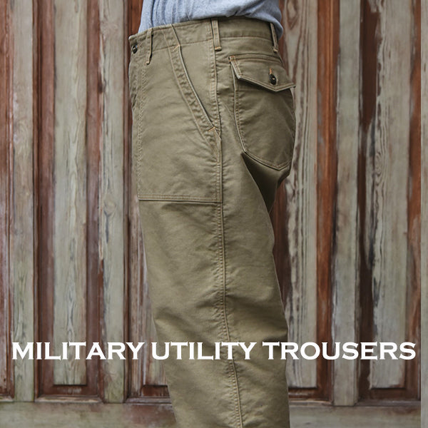 MILITARY UTILITY TROUSERS / 1950 - 1960s CIVILIAN MILITARY STYLE CLOTHING / MILITARY DECK CORD CLOTH / KHAKI BEIGE