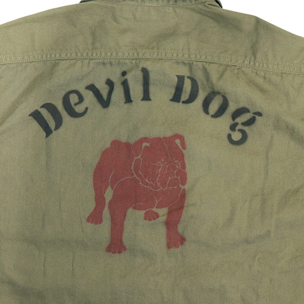 MILITARY UTILITY SHIRT / U.S.M.C. DEVIL DOG CUSTOM MODEL / OLIVE