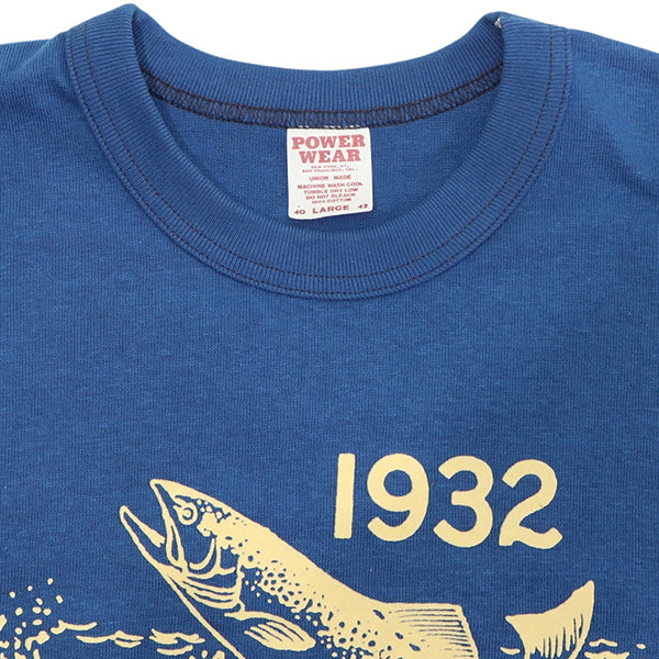 T-SHIRT 1932 FISH & GAME / HOME OF U.S. SERIES / VINTAGE STYLE MEDIUM WEIGHT JERSEY / DUSKY BLUE