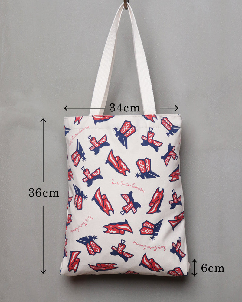 SIMPLE TOTE BAG / BOOTS PATTERN NATURAL