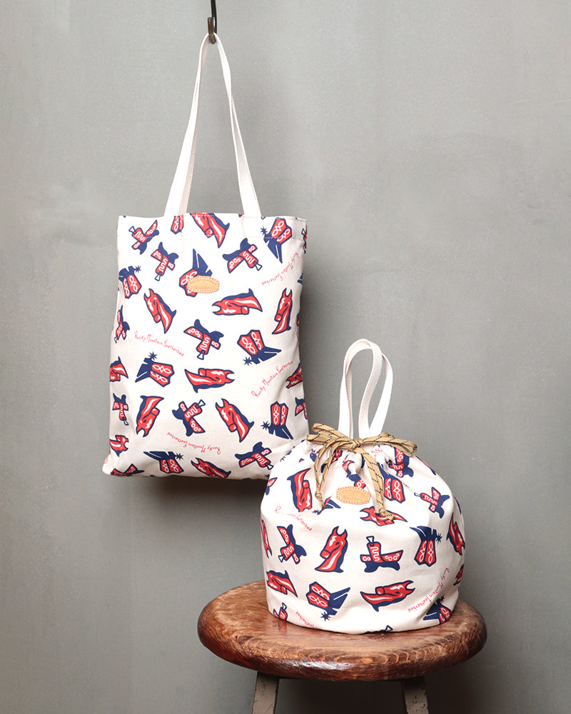 SIMPLE TOTE BAG / BOOTS PATTERN NATURAL