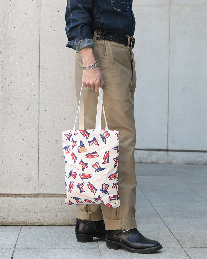 SIMPLE TOTE BAG / BOOTS PATTERN NATURAL