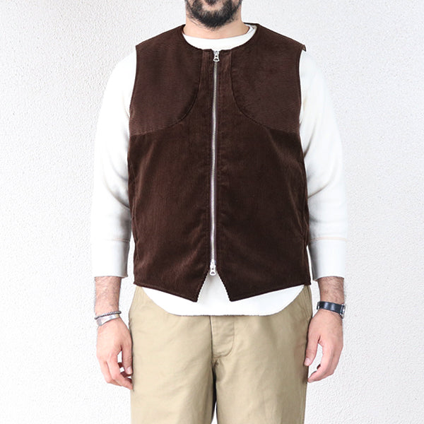 ROOM No.206 VEST/ BRISBANE MOSS CORDUROY / BROWN