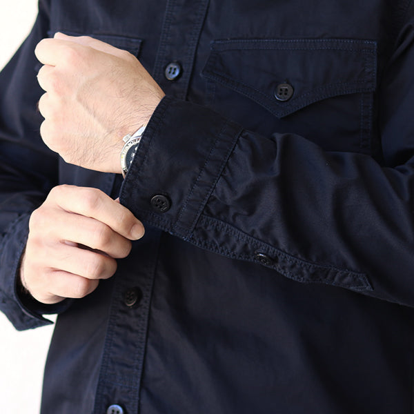 U.S. NAVY OFFICER SHIRT / COTTON × LINEN LIGHT WEIGHT CHINO CLOTH / NAVY