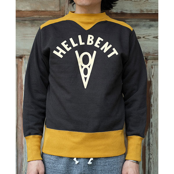 ATHLETIC SWEAT SHIRT / HELLBENT V8 / 1920-1930s COMFORTABLE RIB KNIT TRIMMED SWEAT SHIRT / SOOT BLACK × OLD GOLD