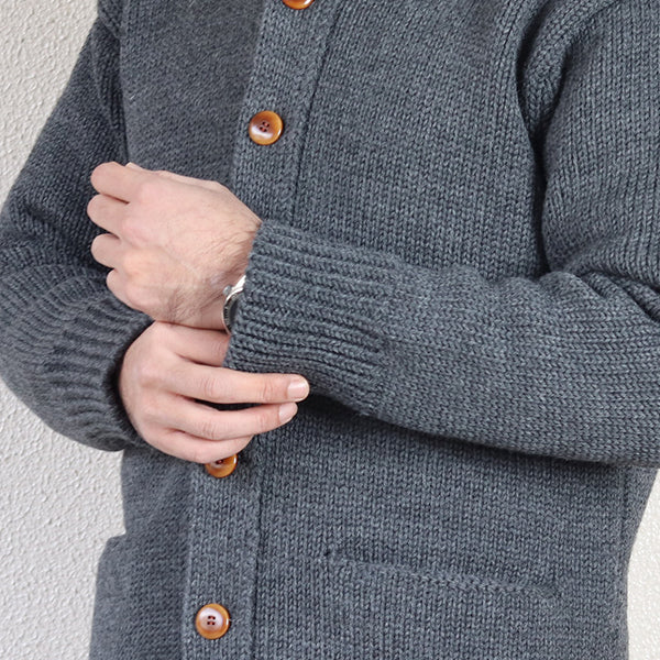 TURNED DOWN COLLAR SWEATER COAT / GRAY HEATHER — SPEEDWAY