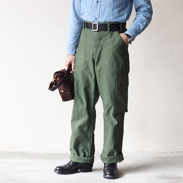 COMBAT UTILITY TROUSERS / (SIZE: W30-W36) / MILITARY BACK SATIN / OLIVE GREEN