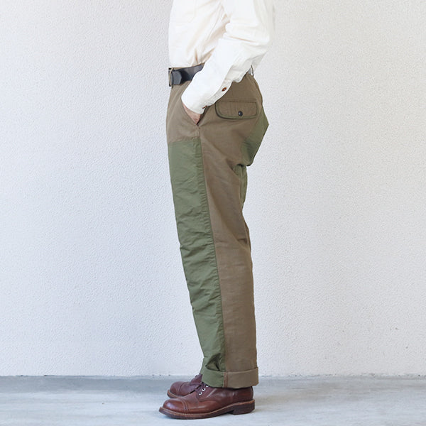 FIELD CRUISER TROUSERS / VINTAGE STYLE 10oz DUCK PARAFFIN COATING × VINTAGE STYLE HIGH DENSITY WEATHER / KHAKI BEIGE × OLIVE GREEN