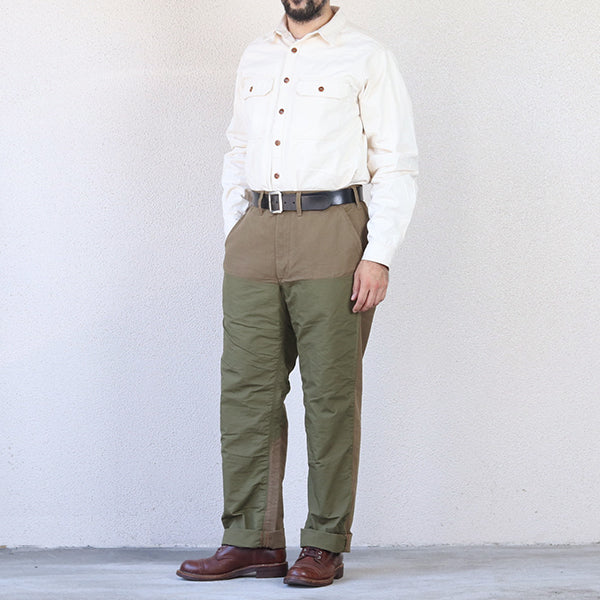 FIELD CRUISER TROUSERS / VINTAGE STYLE 10oz DUCK PARAFFIN COATING × VINTAGE STYLE HIGH DENSITY WEATHER / KHAKI BEIGE × OLIVE GREEN