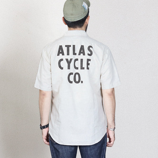 BIG BERTHA  CUSTOM S/S SHIRT / ATLAS CYCLE CO / RAW WHITE