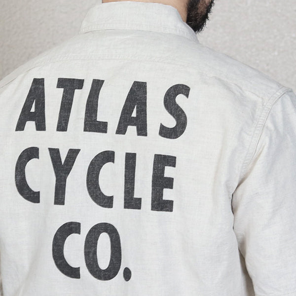 BIG BERTHA  CUSTOM S/S SHIRT / ATLAS CYCLE CO / RAW WHITE