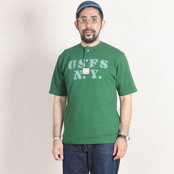 HENLEY NECKED SHORT SLEEVE SHIRT / U.S. FOREST SERVICE / TURF GREEN