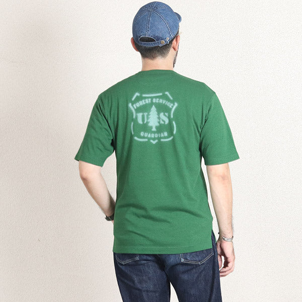 HENLEY NECKED SHORT SLEEVE SHIRT / U.S. FOREST SERVICE / TURF GREEN