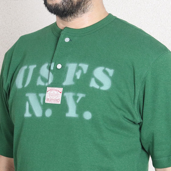 HENLEY NECKED SHORT SLEEVE SHIRT / U.S. FOREST SERVICE / TURF GREEN