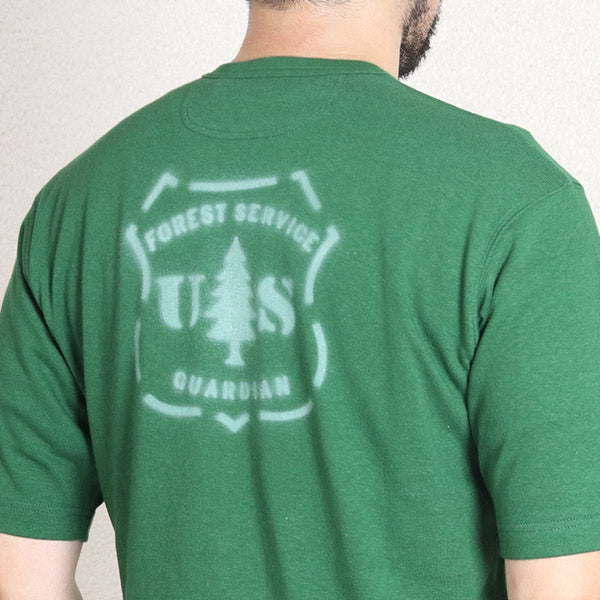 HENLEY NECKED SHORT SLEEVE SHIRT / U.S. FOREST SERVICE / TURF GREEN