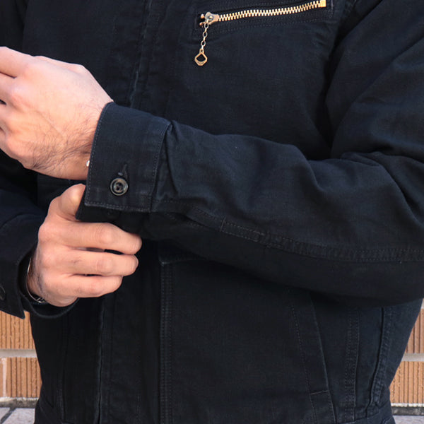 GARAGE WORKER JACKET / MOTOR PSYCLONE GARAGE SERIES / YARN-DYED 11oz CANVAS / YARN-DYED RUDE BLACK