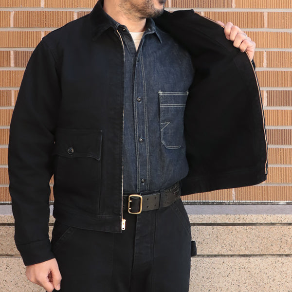 GARAGE WORKER JACKET / MOTOR PSYCLONE GARAGE SERIES / YARN-DYED 11oz CANVAS / YARN-DYED RUDE BLACK