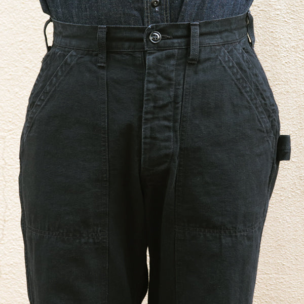 CHOPPER BUILDER WORK TROUSERS / MOTOR PSYCLONE GARAGE SERIES / YARN-DYED 11oz CANVAS / YARN-DYED RUDE BLACK