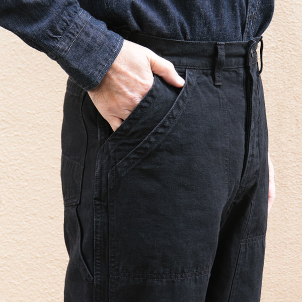 CHOPPER BUILDER WORK TROUSERS / MOTOR PSYCLONE GARAGE SERIES / YARN-DYED 11oz CANVAS / YARN-DYED RUDE BLACK