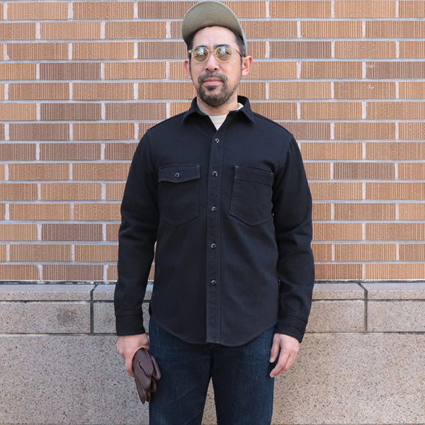 GEMSA WORK SHIRT / ORIGINAL COTTON HARD TWIST KERSEY / JET BLACK