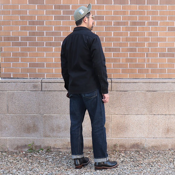 GEMSA WORK SHIRT / ORIGINAL COTTON HARD TWIST KERSEY / JET BLACK