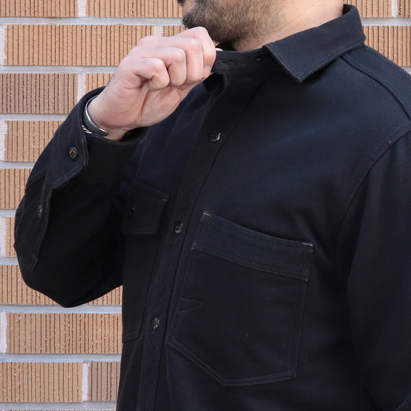 GEMSA WORK SHIRT / ORIGINAL COTTON HARD TWIST KERSEY / JET BLACK