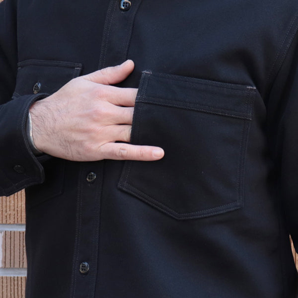 GEMSA WORK SHIRT / ORIGINAL COTTON HARD TWIST KERSEY / JET BLACK