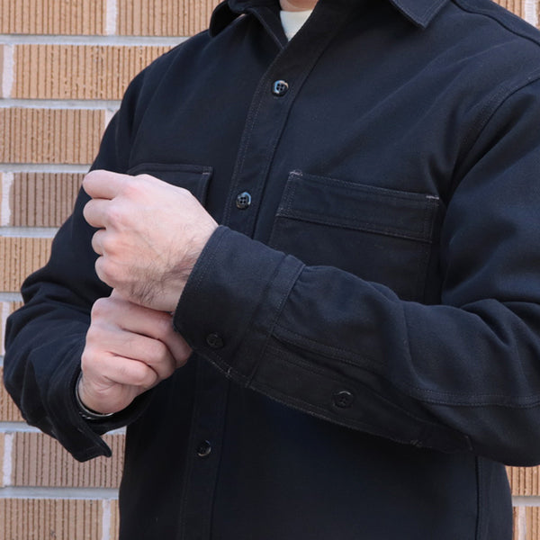 GEMSA WORK SHIRT / ORIGINAL COTTON HARD TWIST KERSEY / JET BLACK