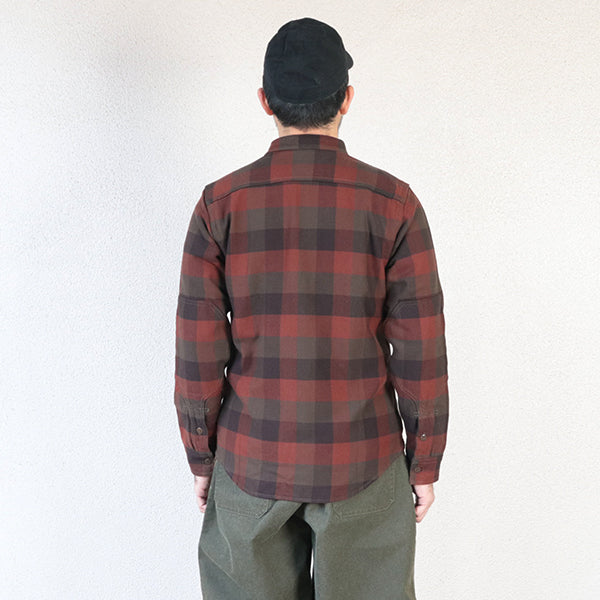 BALDYGUS MECHANIC SHIRT / ORIGINAL COTTON FLANNEL CHECK WITH A RAISED BACK / RED BROWN × DARK BROWN × DARK KHAKI OLIVE