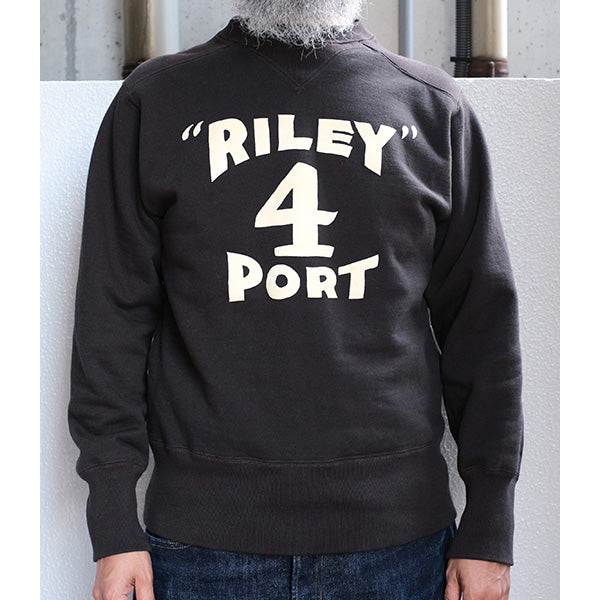 ATHLETIC SWEAT SHIRT / RILEY 4 PORT / MEDIUM WEIGHT FLEECE / SOOT BLACK