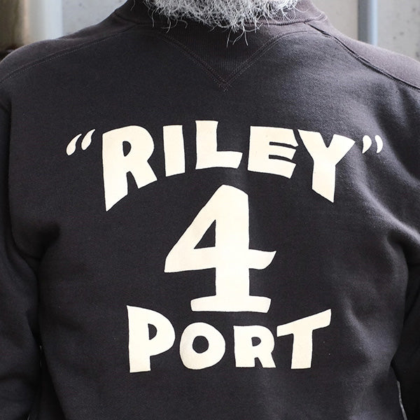 ATHLETIC SWEAT SHIRT / RILEY 4 PORT / MEDIUM WEIGHT FLEECE / SOOT BLACK