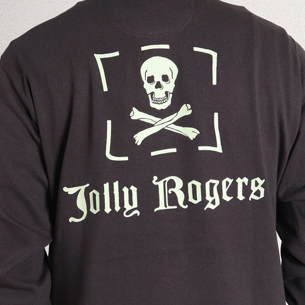 HENLEY NECKED LONG SLEEVE SHIRT / U.S. NAVY JOLLY ROGERS VF-17 / JET BLACK