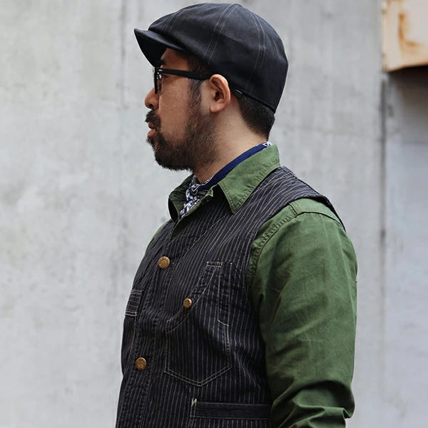 DYLAN 8 PANELS CAP / BLACK HERRINGBONE TWILL