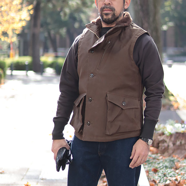 フリーホイーラーズ WINTER AVIATORS VEST 40 WINTER AVIATORS VEST / PLAIN MODEL / DARK RED BEIGE — SPEEDWAY