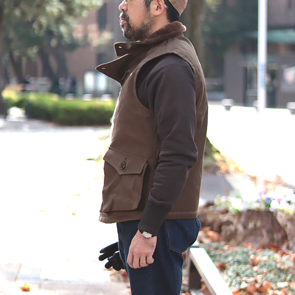 WINTER AVIATORS VEST / PLAIN MODEL / DARK RED BEIGE
