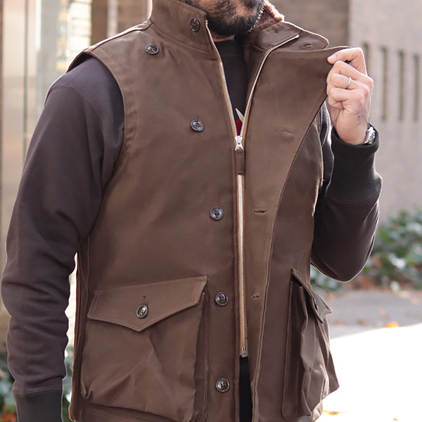WINTER AVIATORS VEST / PLAIN MODEL / DARK RED BEIGE
