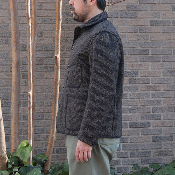 LONGSHOREMAN / WINTER WORKER JACKET / HIGH GAUGE MEDIUM WEIGHT BEACH CLOTH / GRAINED BLACK STRIPE × BLACK