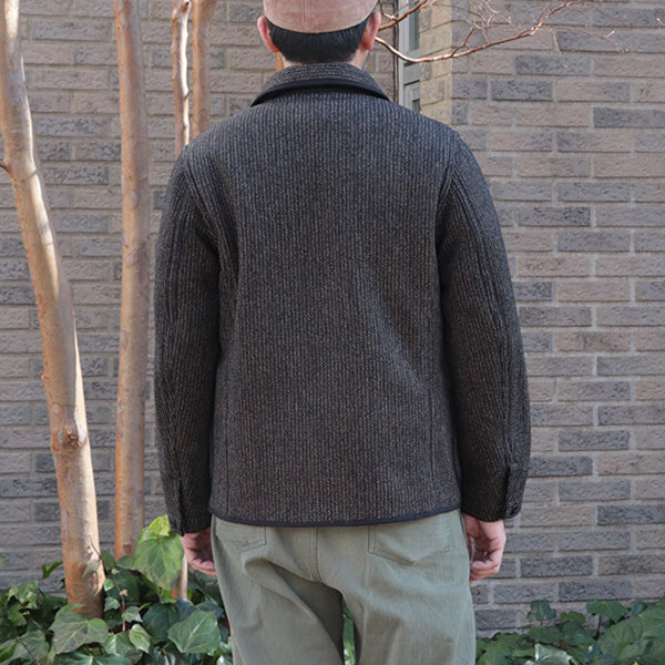 LONGSHOREMAN / WINTER WORKER JACKET / HIGH GAUGE MEDIUM WEIGHT BEACH CLOTH / GRAINED BLACK STRIPE × BLACK