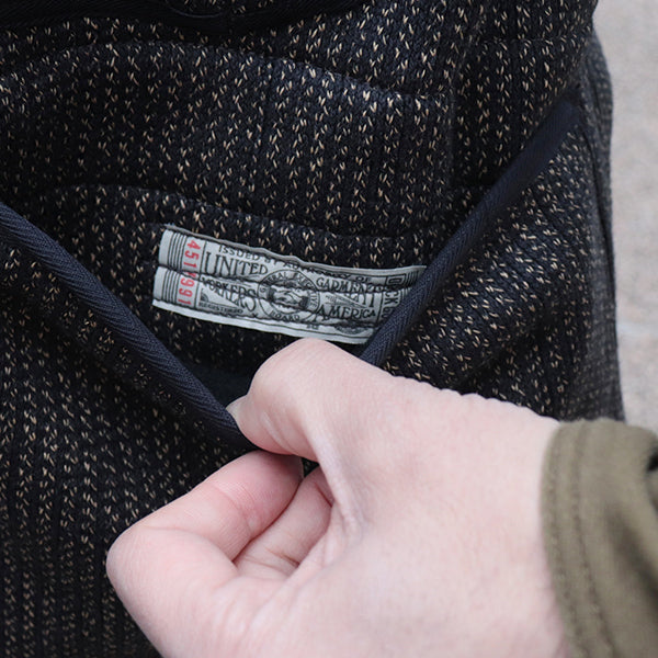 LONGSHOREMAN WINTER WORKER VEST / HIGH GAUGE MEDIUM WEIGHT BEACH CLOTH / GRAINED BLACK STRIPE × BLACK