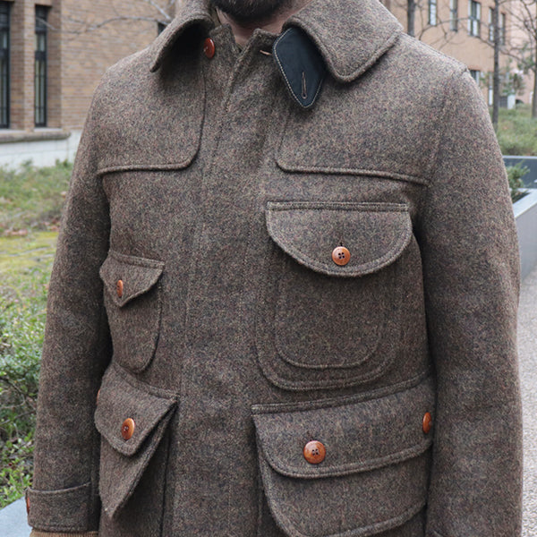 WOODLAND HUNTING COAT / ORIGINAL SHETLAND MELTON / YARN-DYED GRAINED BROWN