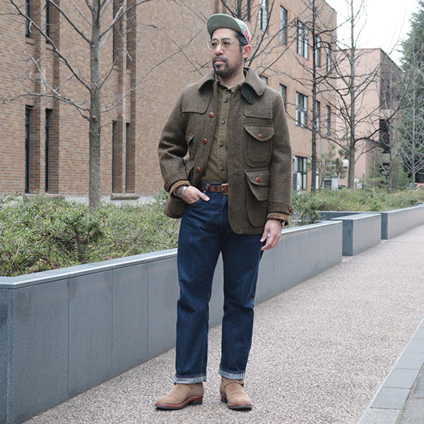 WOODLAND HUNTING COAT / ORIGINAL SHETLAND MELTON / YARN-DYED GRAINED BROWN