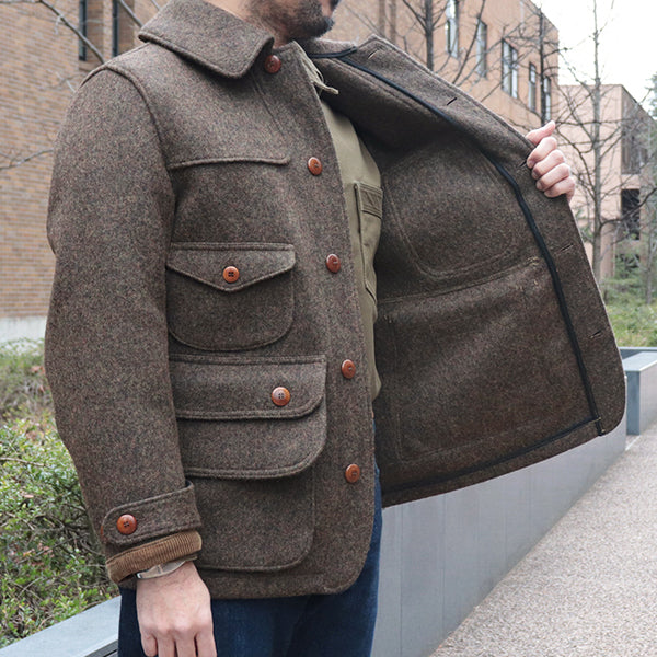 WOODLAND HUNTING COAT / ORIGINAL SHETLAND MELTON / YARN-DYED GRAINED BROWN