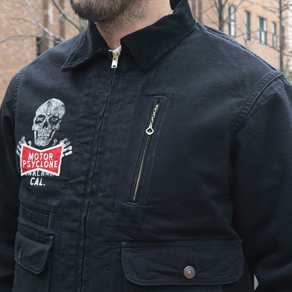 GARAGE WORKER JACKET / RISING FROM HELL / YARN-DYED 11oz CANVAS / YARN-DYED RUDE BLACK