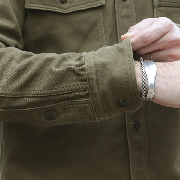 GEMSA WORK SHIRT / TEUFELHUND / ORIGINAL COTTON HARD TWIST KERSEY / KHAKI OLIVE