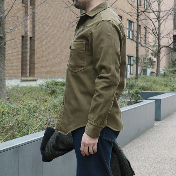 GEMSA WORK SHIRT / TEUFELHUND / ORIGINAL COTTON HARD TWIST KERSEY / KHAKI OLIVE