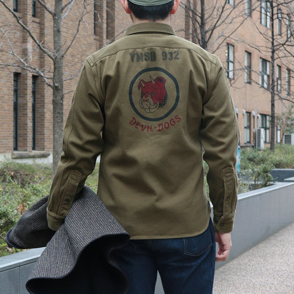 GEMSA WORK SHIRT / TEUFELHUND / ORIGINAL COTTON HARD TWIST KERSEY / KHAKI OLIVE