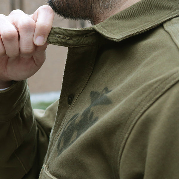 GEMSA WORK SHIRT / TEUFELHUND / ORIGINAL COTTON HARD TWIST KERSEY / KHAKI OLIVE