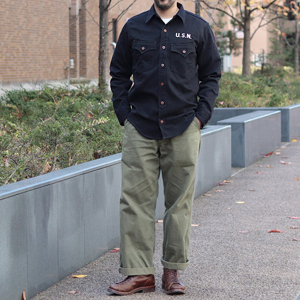 JOLLY ROGERS CV17 / U.S. NAVY UTILITY SHIRT CUSTOM MODEL / DARK NAVY