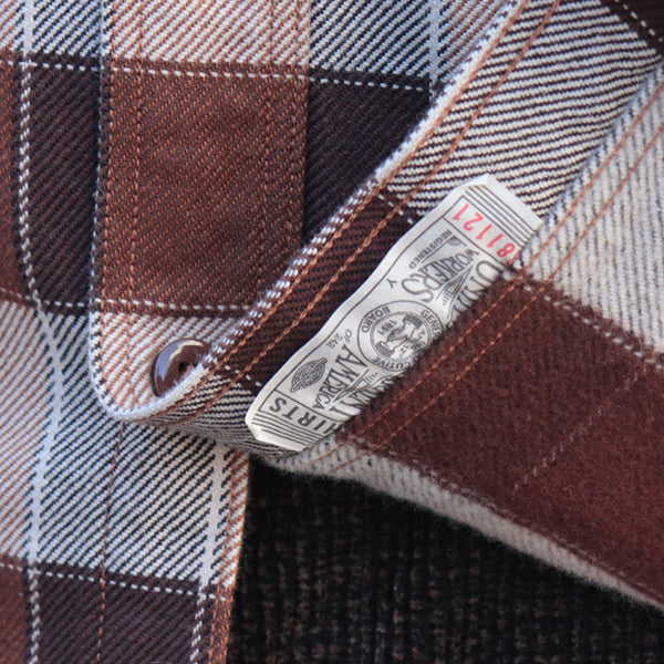 BIRNER MECHANIC SHIRT / ORIGINAL COTTON FLANNEL CHECK WITH A RAISED BACK / DARK RED BROWN × CANYON BROWN × DARK IVORY