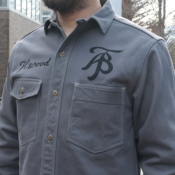 GEMSA WORK SHIRT / 1947 Birner RILEY 4 PORT SPECIAL / ORIGINAL COTTON HARD TWIST KERSEY / STEEL GRAY